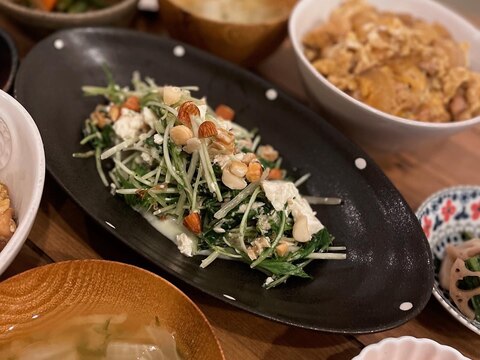 《超簡単》水菜とお豆腐の和風サラダ